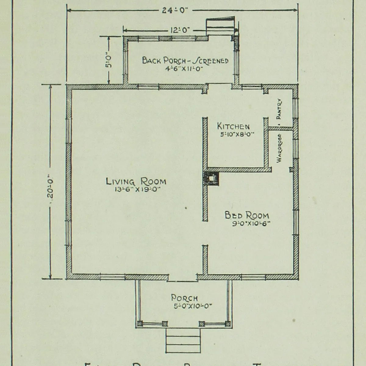 A 1922 floor-plan sketch of a small teacher's house